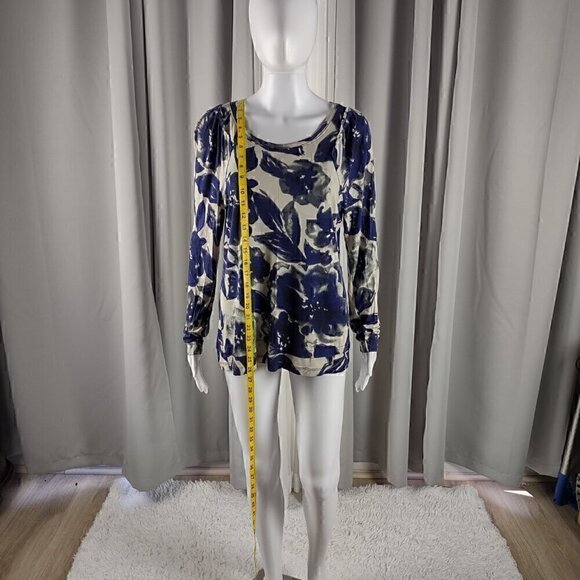 Simply Vera Womens Ivory Blue Floral Long Sleeve Casual Knit Top Size Large - Picture 5 of 11